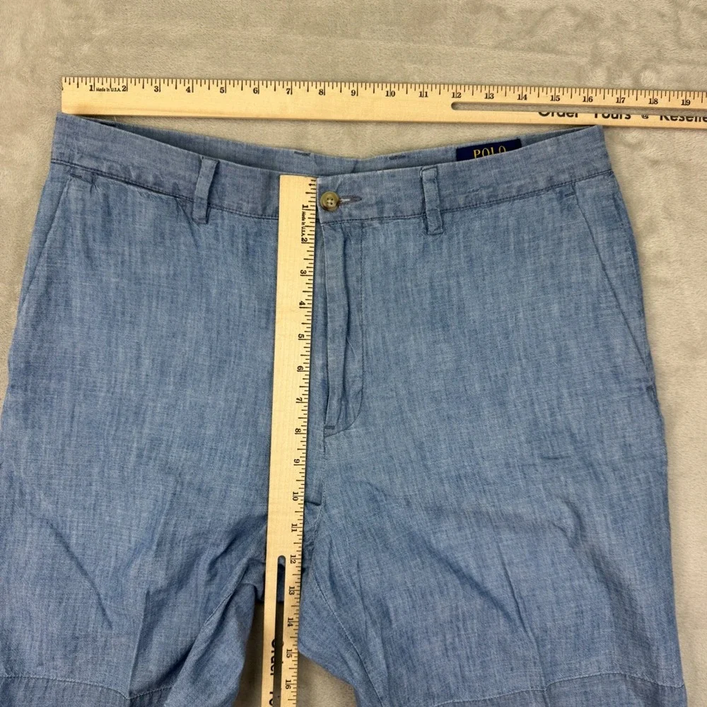 Polo Ralph Lauren‎ Shorts Mens 33 Blue Classic Fit Chambray Cotton Casual Prep